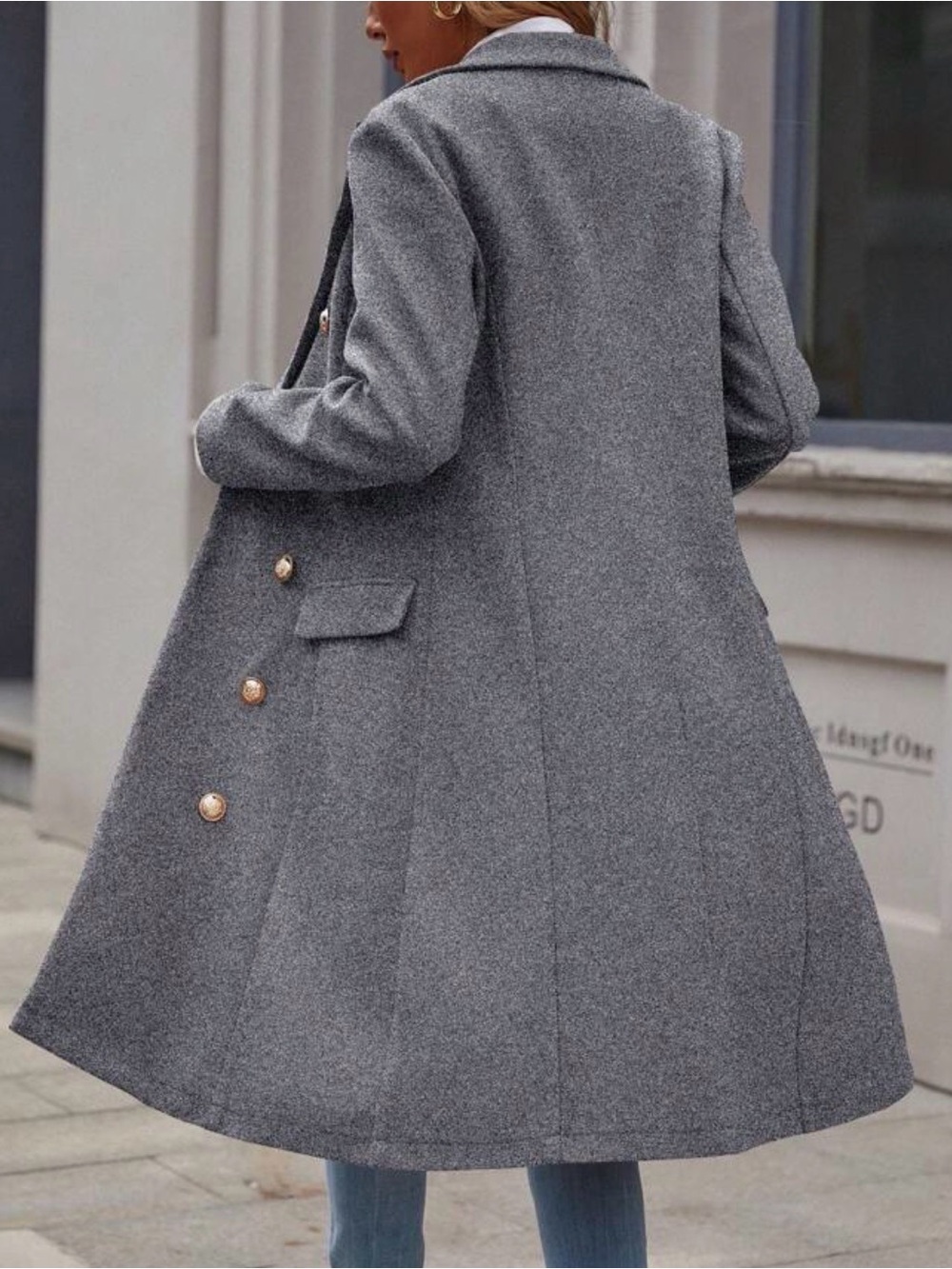 Classic Button up Long Jacket Coat - Picture 14 of 16